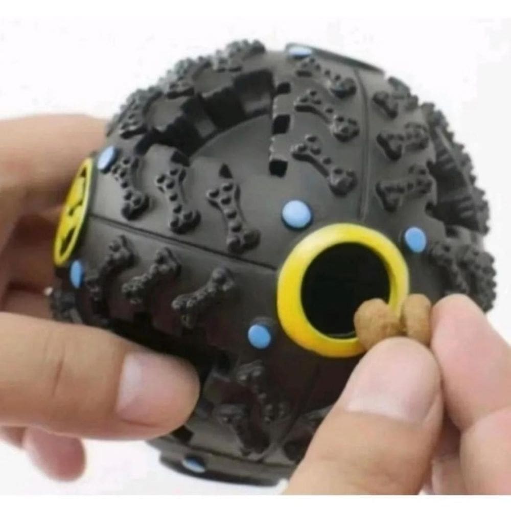 Bola Petisqueira Tam G 12Cm Porta Ração Tag Para Cães Preta