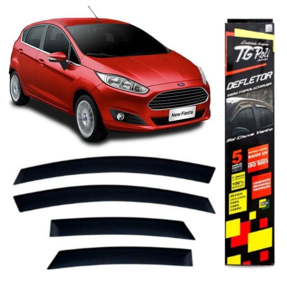 Calha De Chuva Ford New Fiesta Hatch 2011 Até 2019 Acrílica