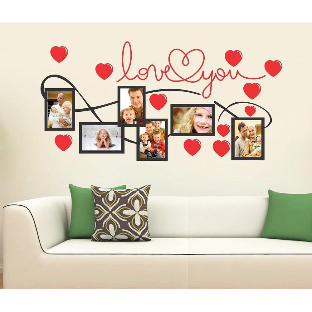 Adesivo Decorativo Porta Retrato Love Com Corações Vermelhos