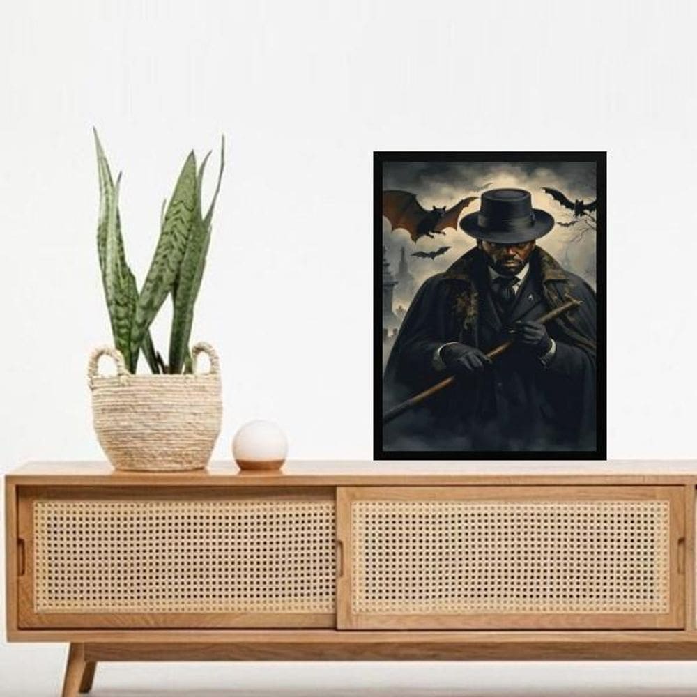 Quadro Decorativo Exu Morcego 24X18Cm - Com Vidro