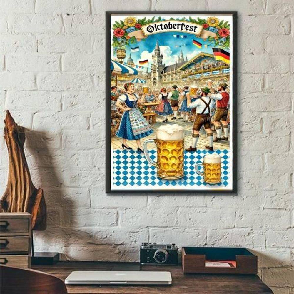 Quadro Poster Festa Oktoberfest - Cerveja 45X34Cm - Vidro