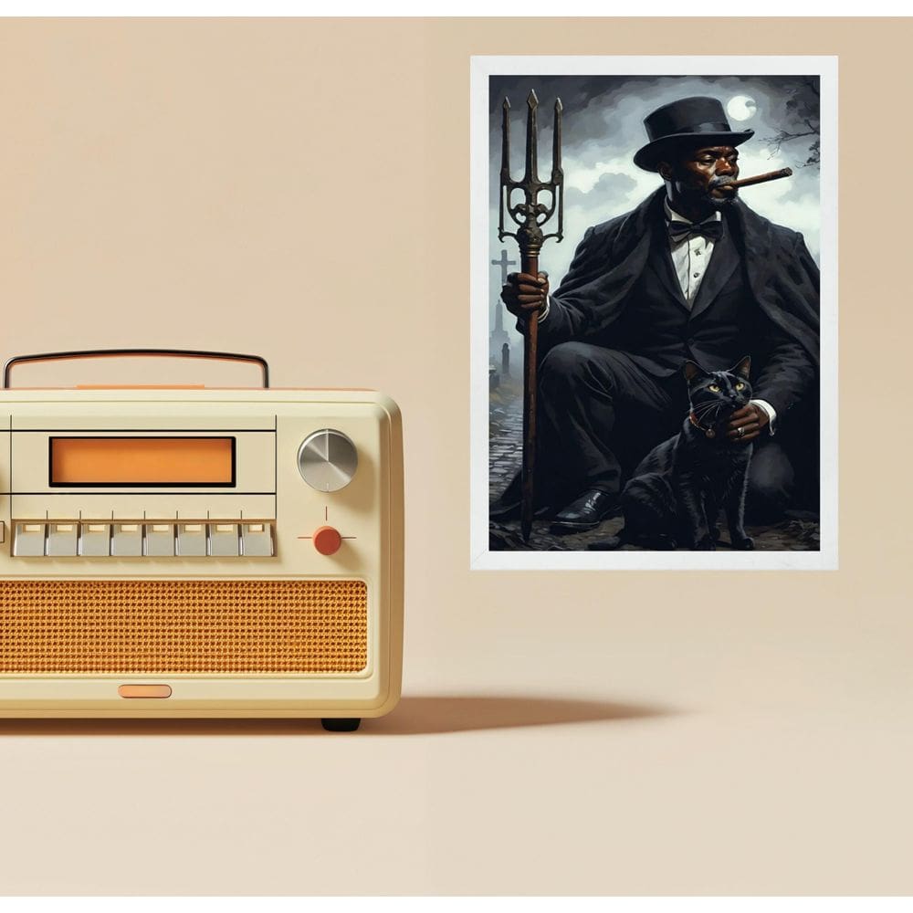 Quadro Decorativo Exu Gato Preto 33X24Cm - Com Vidro