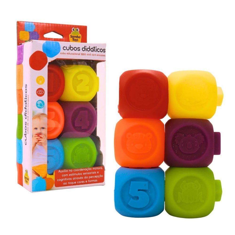 Cubo Didático Tchuco Baby 6 Peças Vinil 0281 - Samba Toys