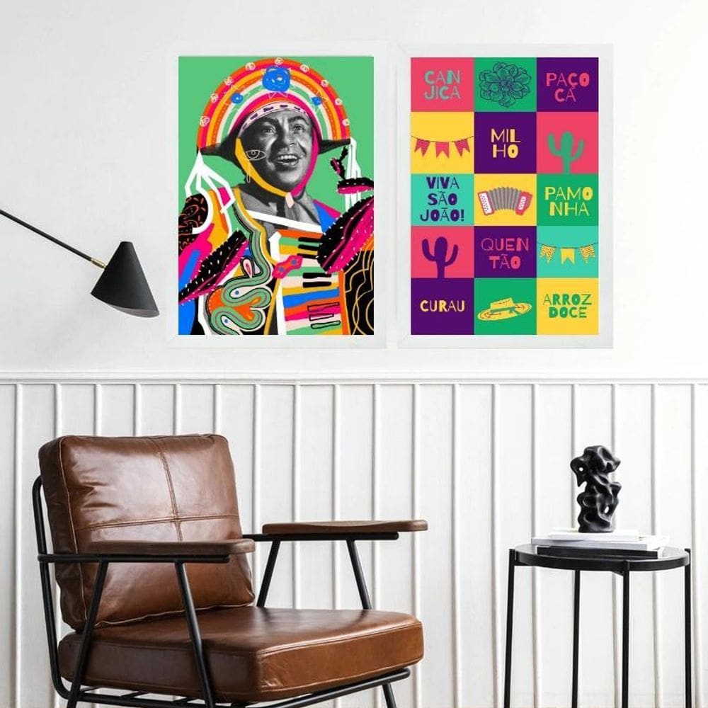 Kit 2 Quadros Decorativos Festa Junina Arraiá 33X24Cm Vidro