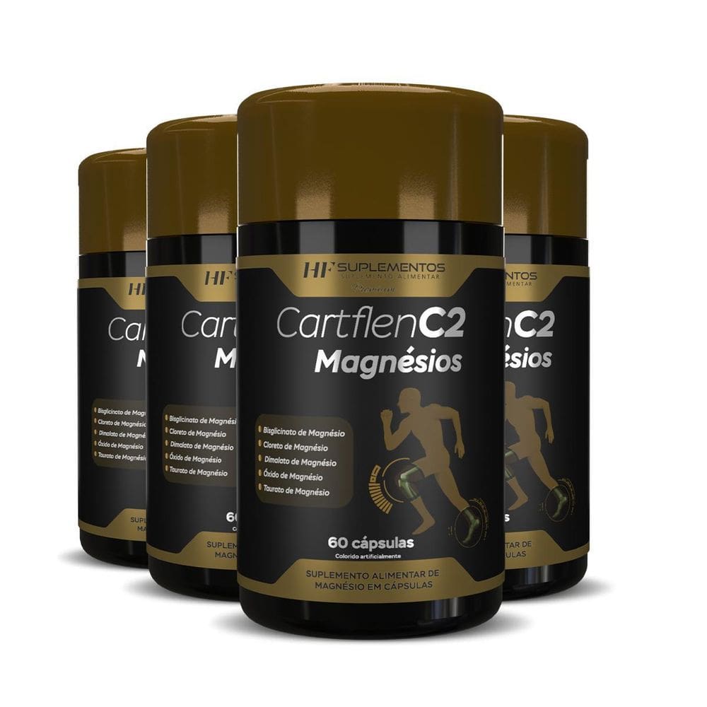 4X Cartflen C2 5 Tipos De Magnésios 60Caps Hf Suplementos