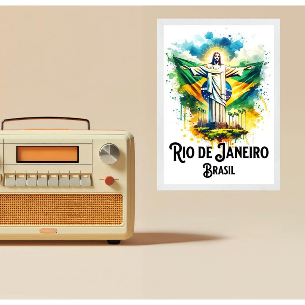 Quadro Decorativo Rio De Janeiro Aquarela 33X24Cm - Vidro