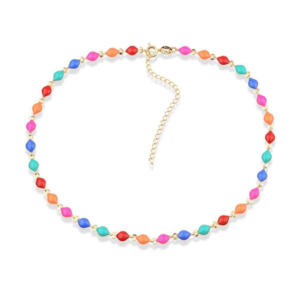 Chocker Dourada Colorida Com Extensor