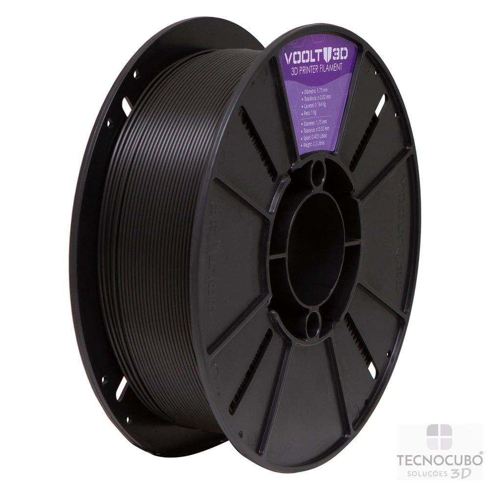 Filamento Impressão 3D Voolt Pla Velvet Preto Fosco 1Kg