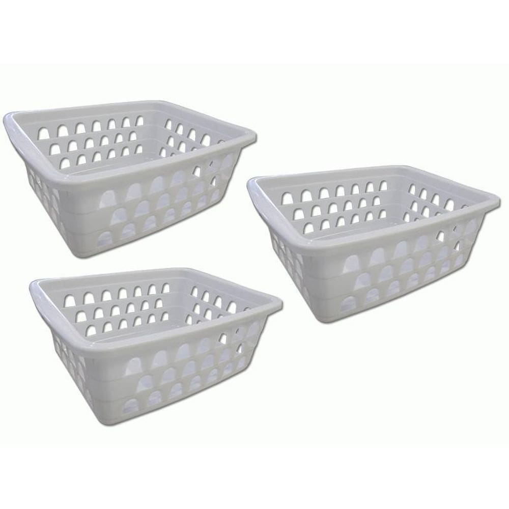 Kit 3 Cestos Multiuso Pequeno Branco 12X6X16Cm Pp Uninjet
