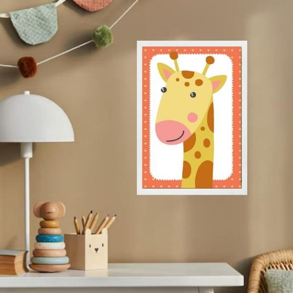 Quadro Infantil Safari - Girafinha 24X18Cm - Com Vidro