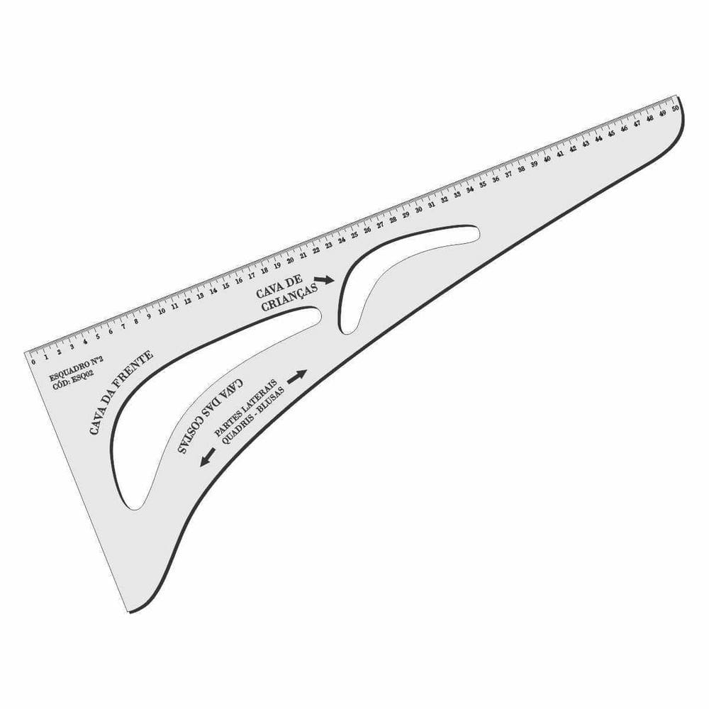 Esquadro Numero 2 Alfaiate Régua Costura Cavas 2 Acrilico