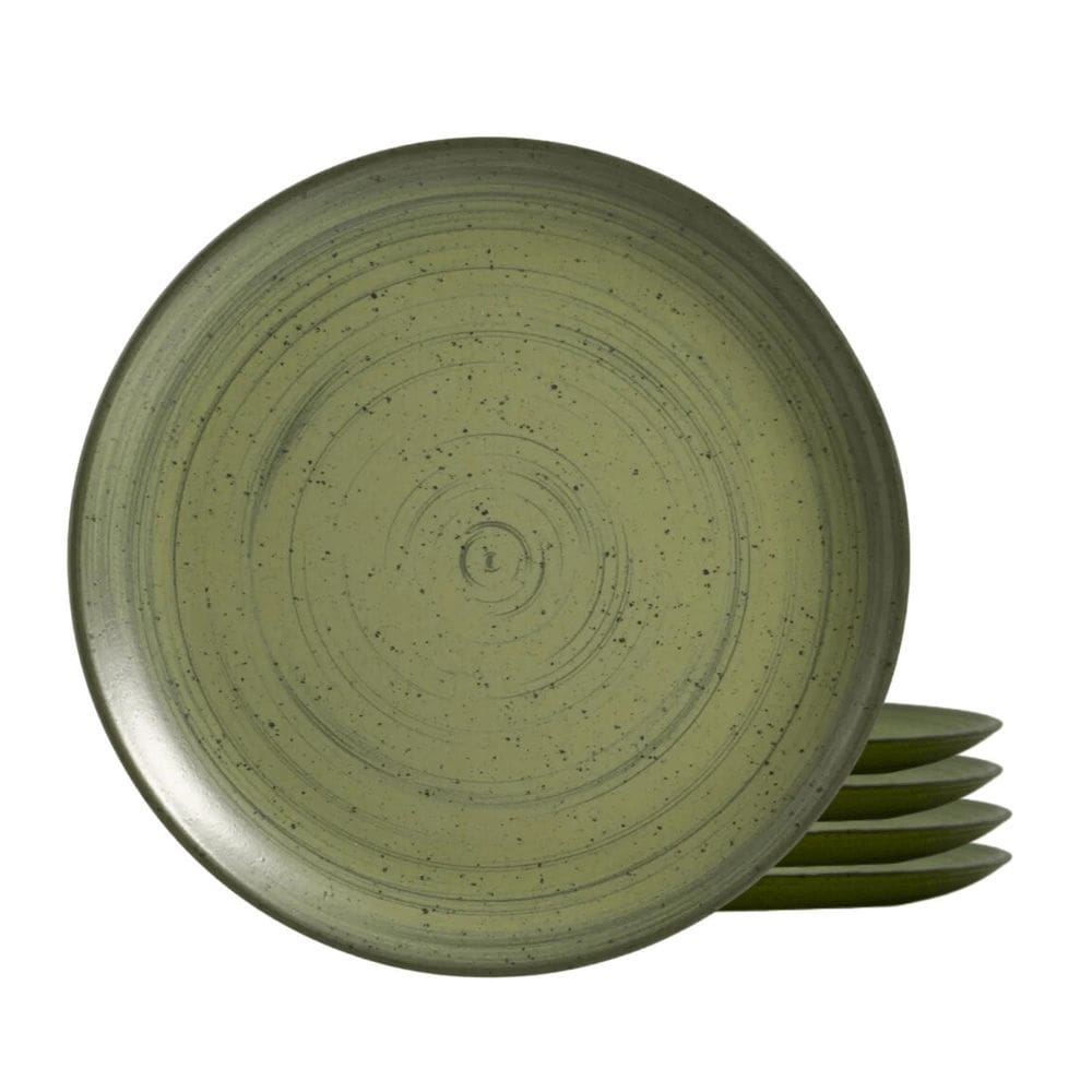 Jogo De Pratos Fundo Cerâmica 4 Pcs 25Cm Kya Olive Alleanza