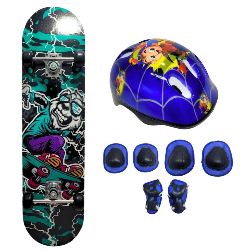 Skate Infantil Cachorro 50 Kg + Kit Proteção Completo