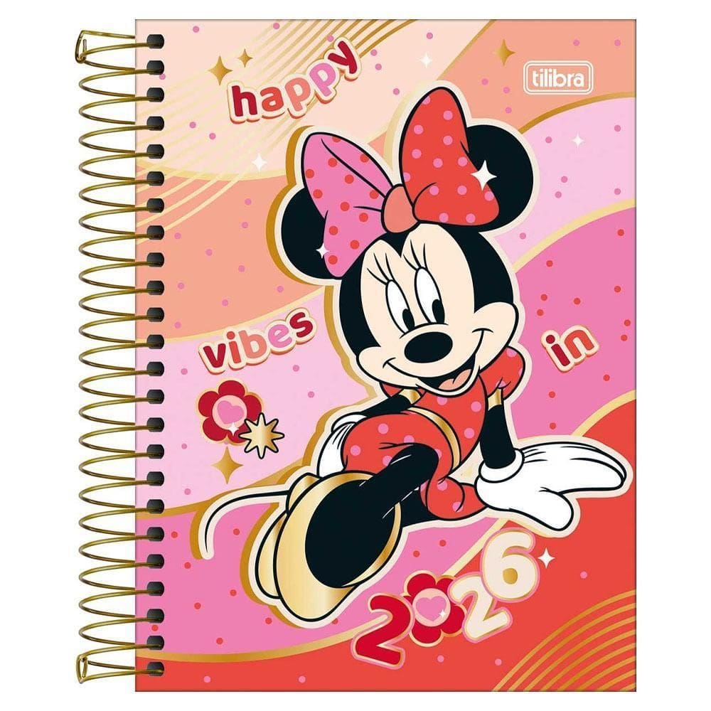 Agenda Diária 2026 Esp M4 Minnie Mouse Happy Vibes Tilibra