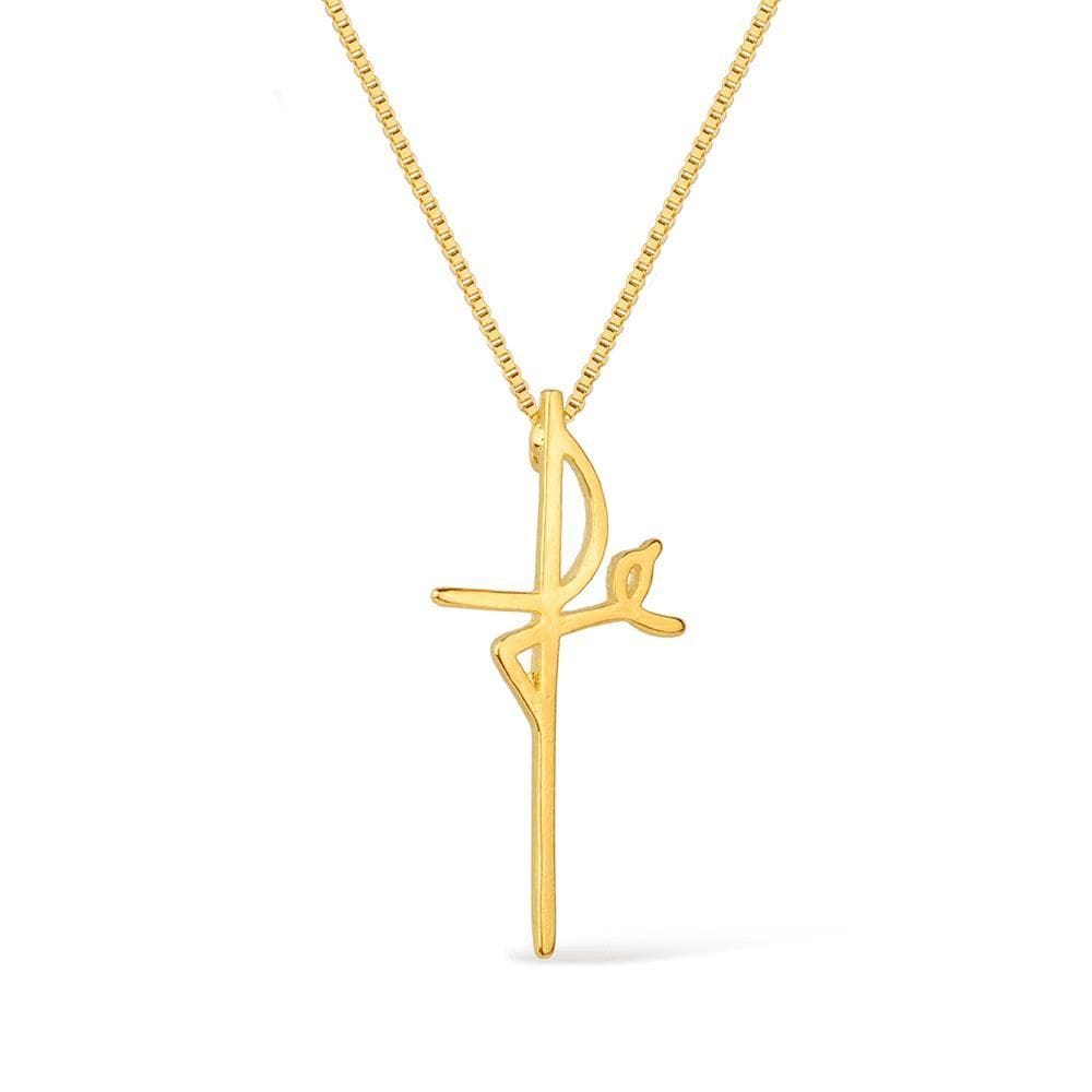 Colar Dourado De Cruz Fé