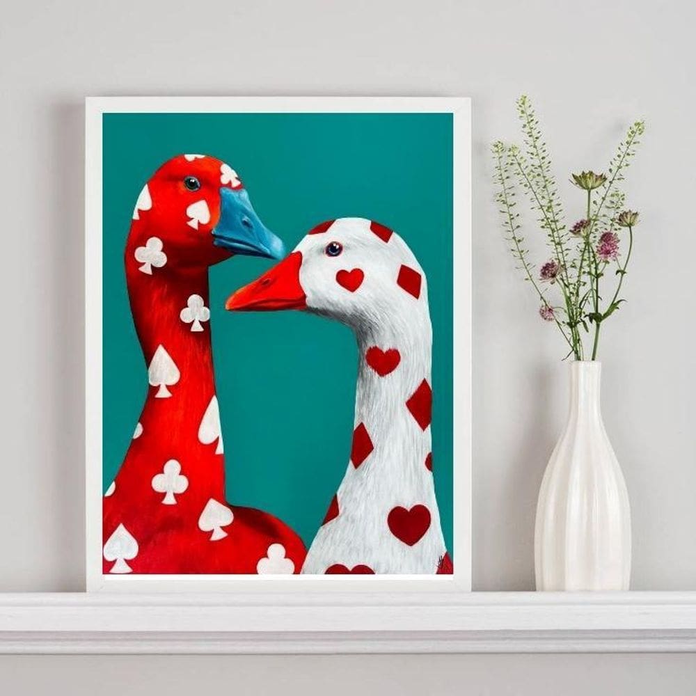 Quadro Patinhos Naipes Carta De Baralho 33X24Cm