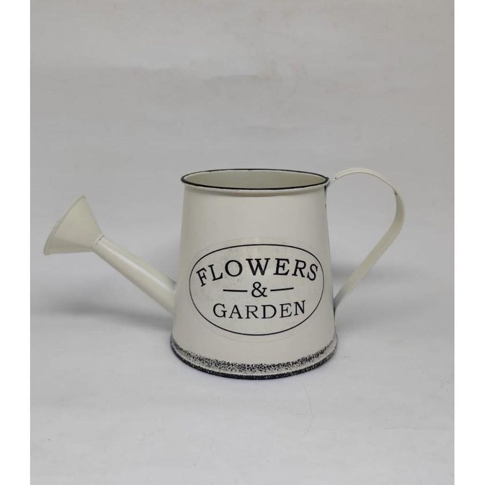 Vaso Regador Decoração Metal Flowers Garden Arranjo Bege