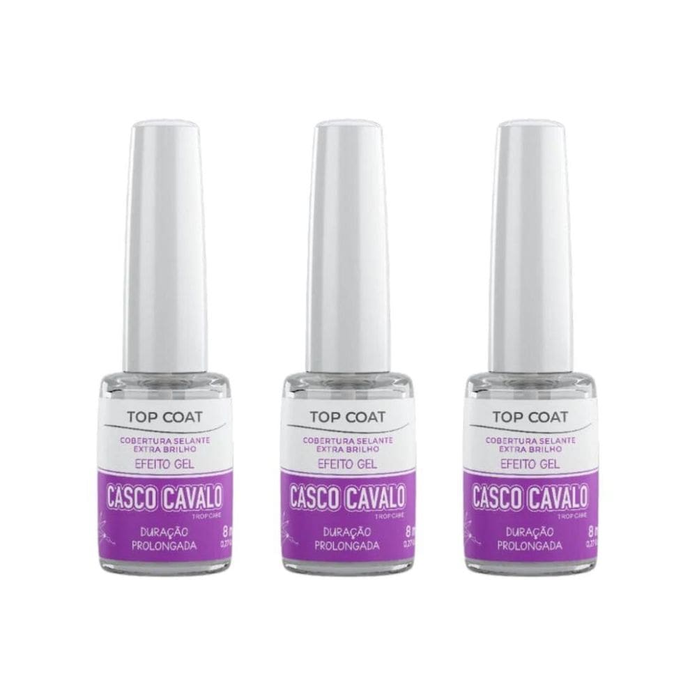 Casco De Cavalo Trop Care Efeito Gel Top Coat 8Ml -Kit C/3Un