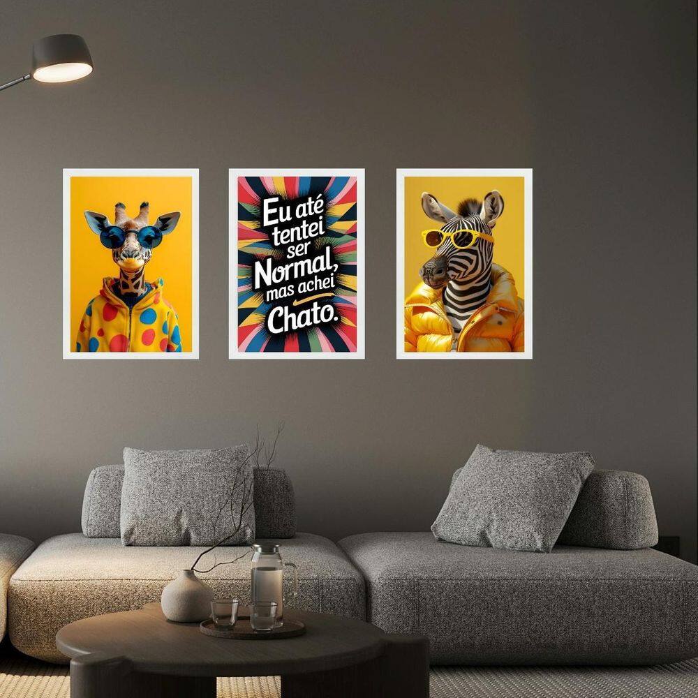 Kit 3 Quadros Coloridos Divertidos E Arrojados 24X18Cm