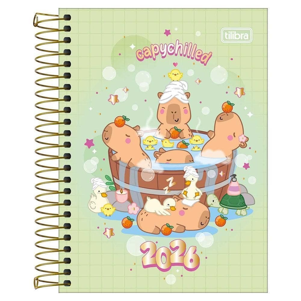 Agenda Diaria 2026 Esp M3 Capyclub Capivara Verde Tilibra