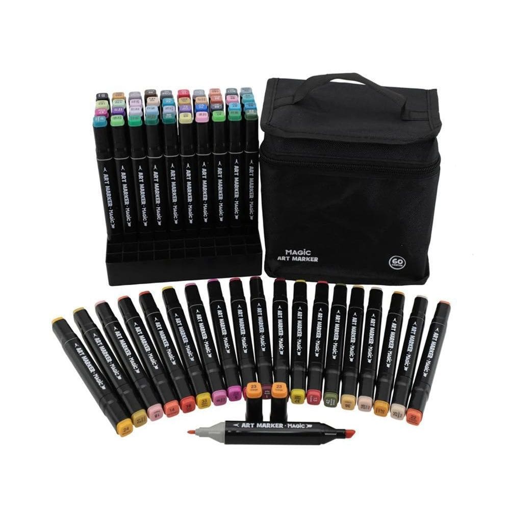 Estojo Caneta Marcador Ponta Dupla Dual Blush Com 60 Cores