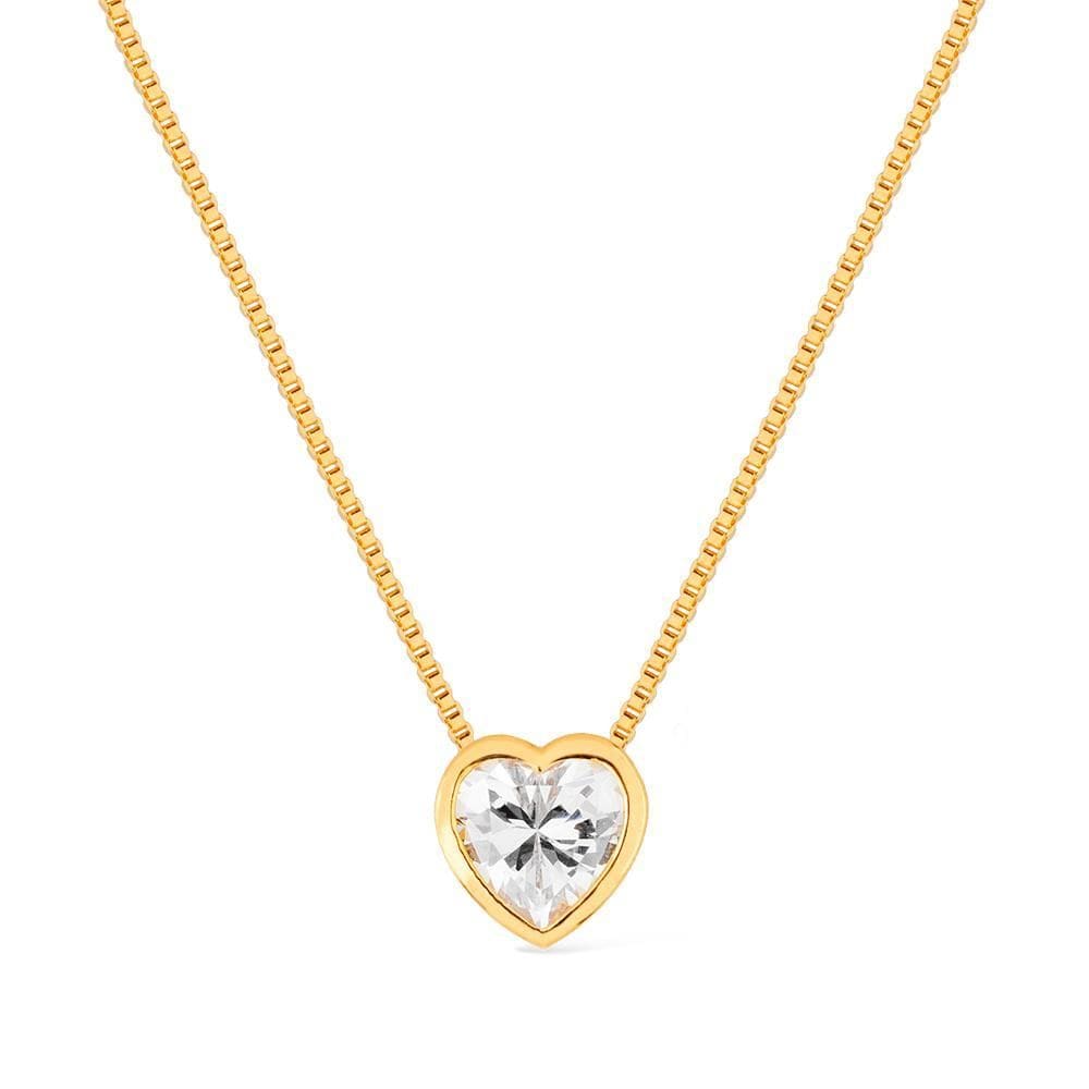 Colar Dourado De Pedra Natural Em Formato De Coração