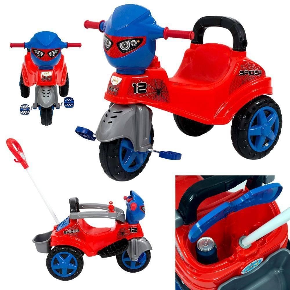 Triciclo Spider Infantil Apoio Lateral E Pedal Removíveis