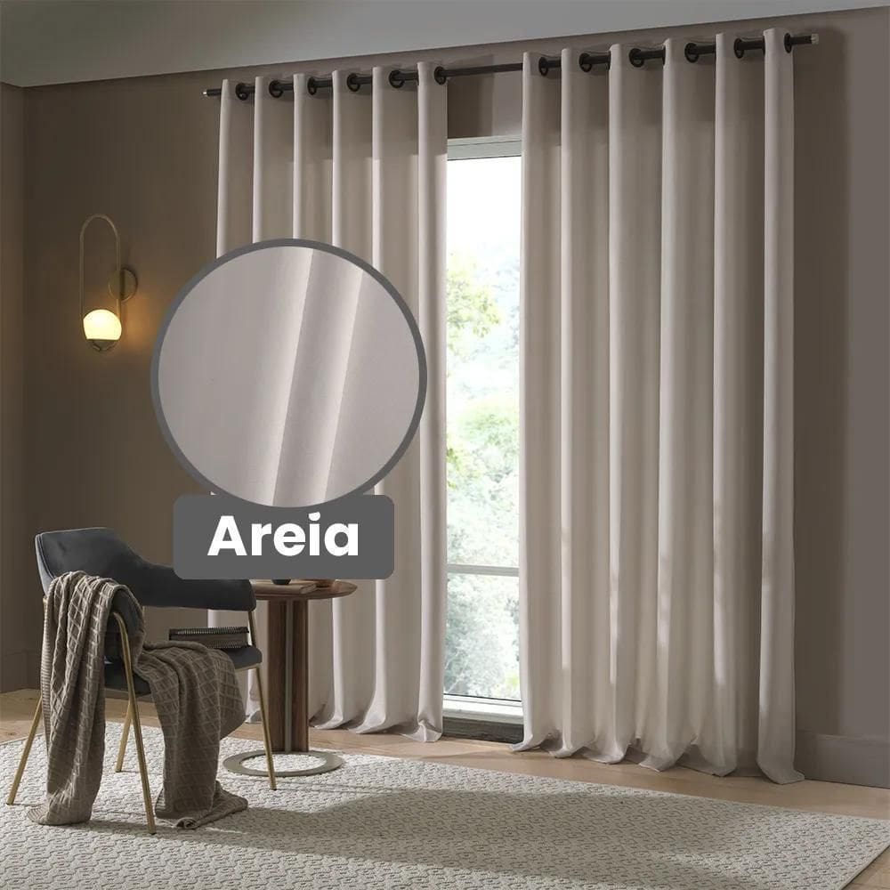 Cortina Rustica Oxford 3,0 X 2,5M - Bella Janela Areia