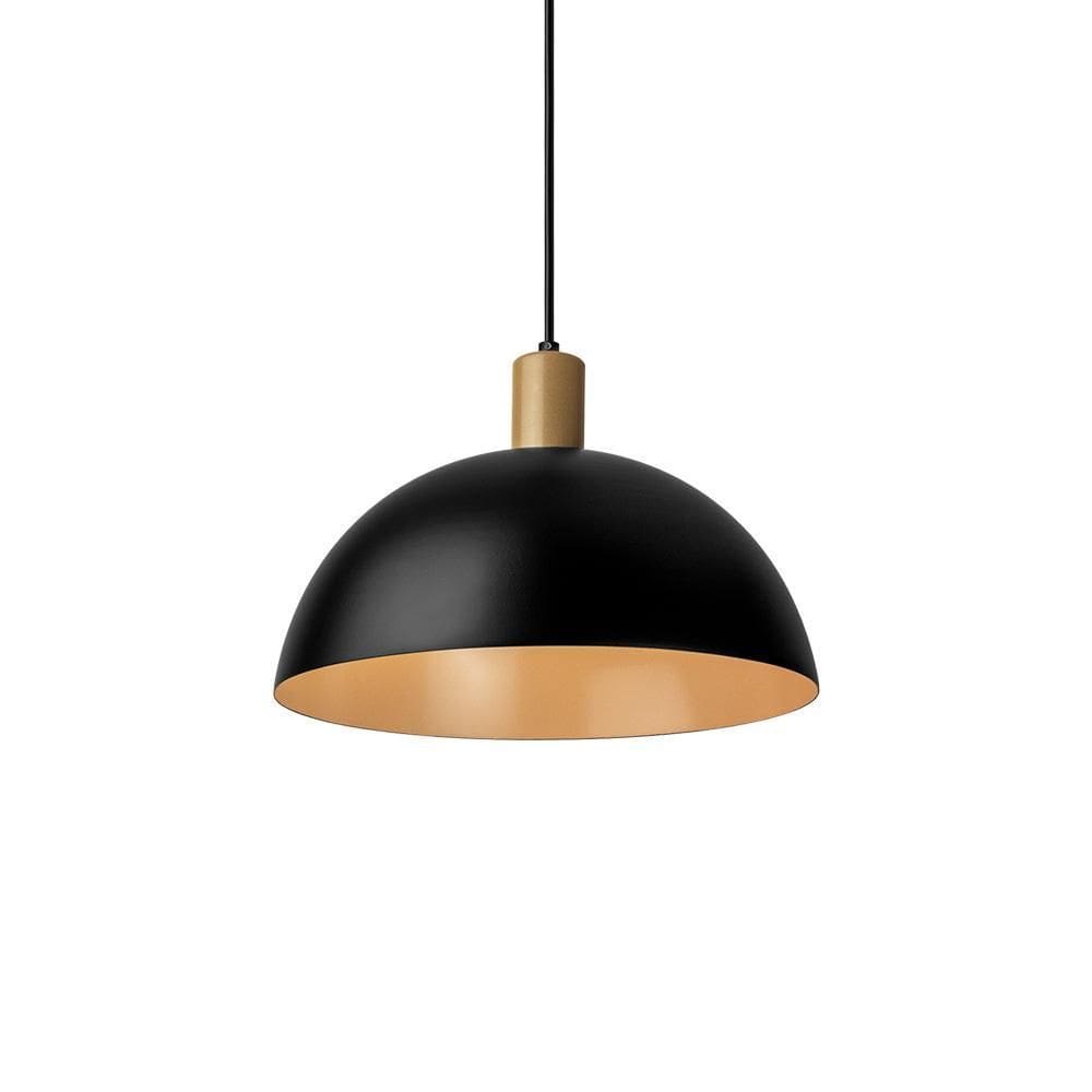 Lustre Pendente Blumenau Bia E27 Bivolt Preto/Dourado