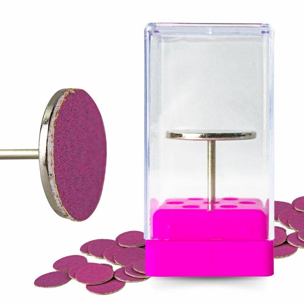 Kit Broca Disco + 15 Refil Lixa 80/120/180 + Suporte Unhas