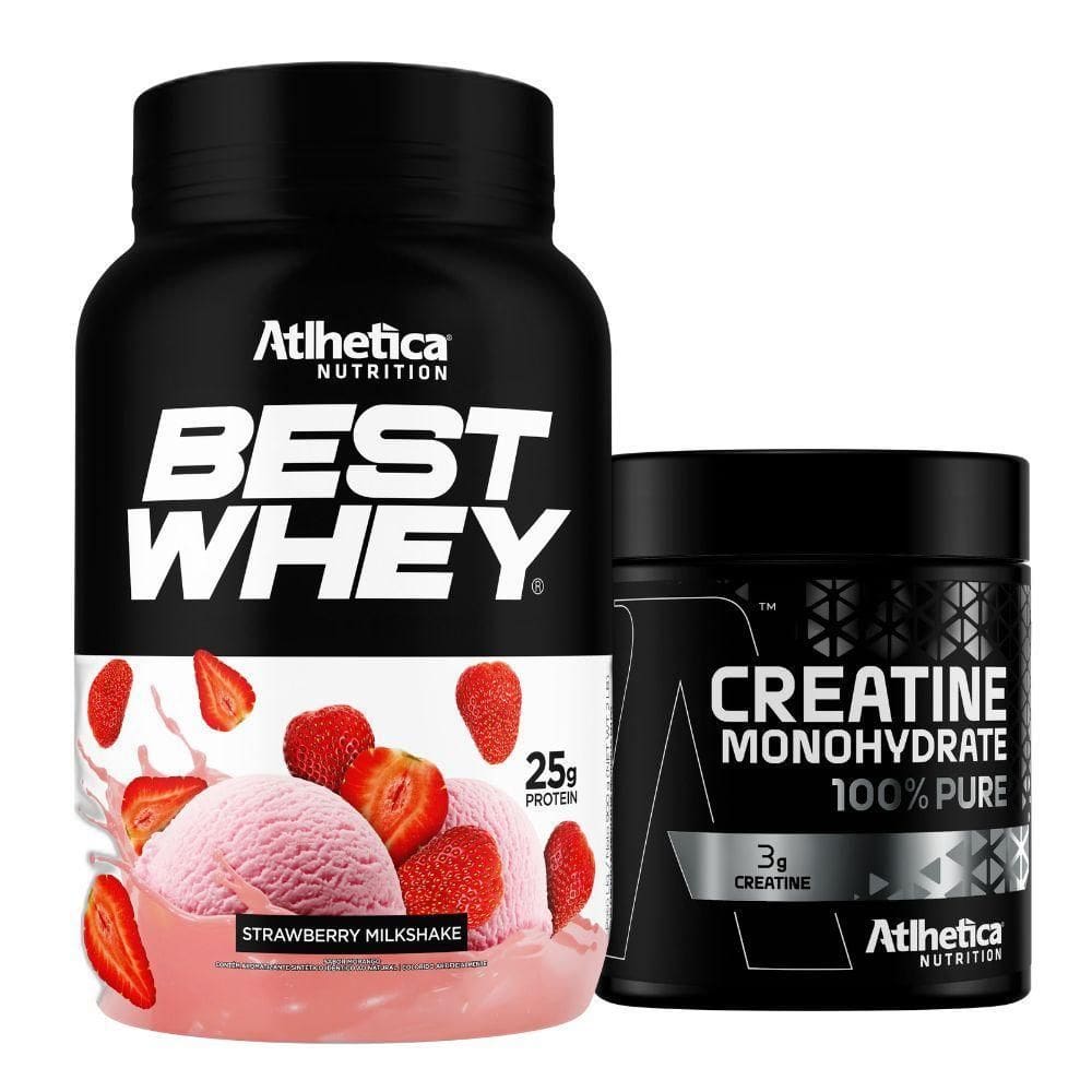 Best Whey Isolado Hidro Morango 900G Creatina - Atlhetica