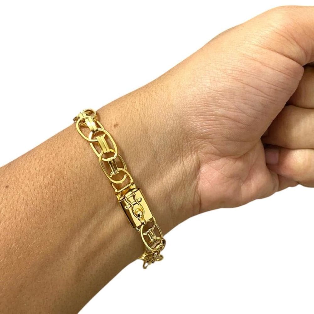 Pulseira Imperador 10Mm Banhado A Ouro 18K Luxo