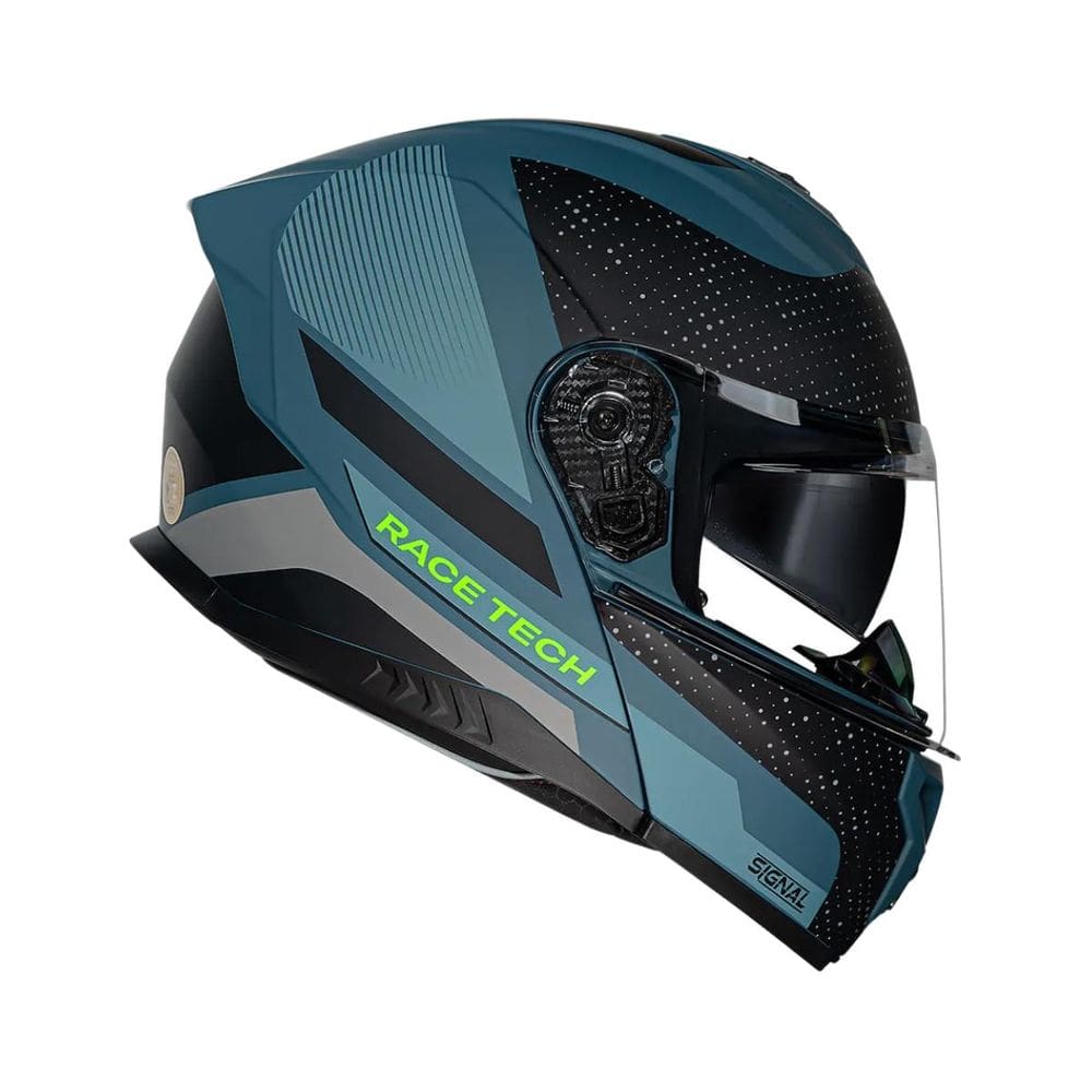 Capacete Escamoteavel Race Tech Signal Azul Fosco Com Oculos