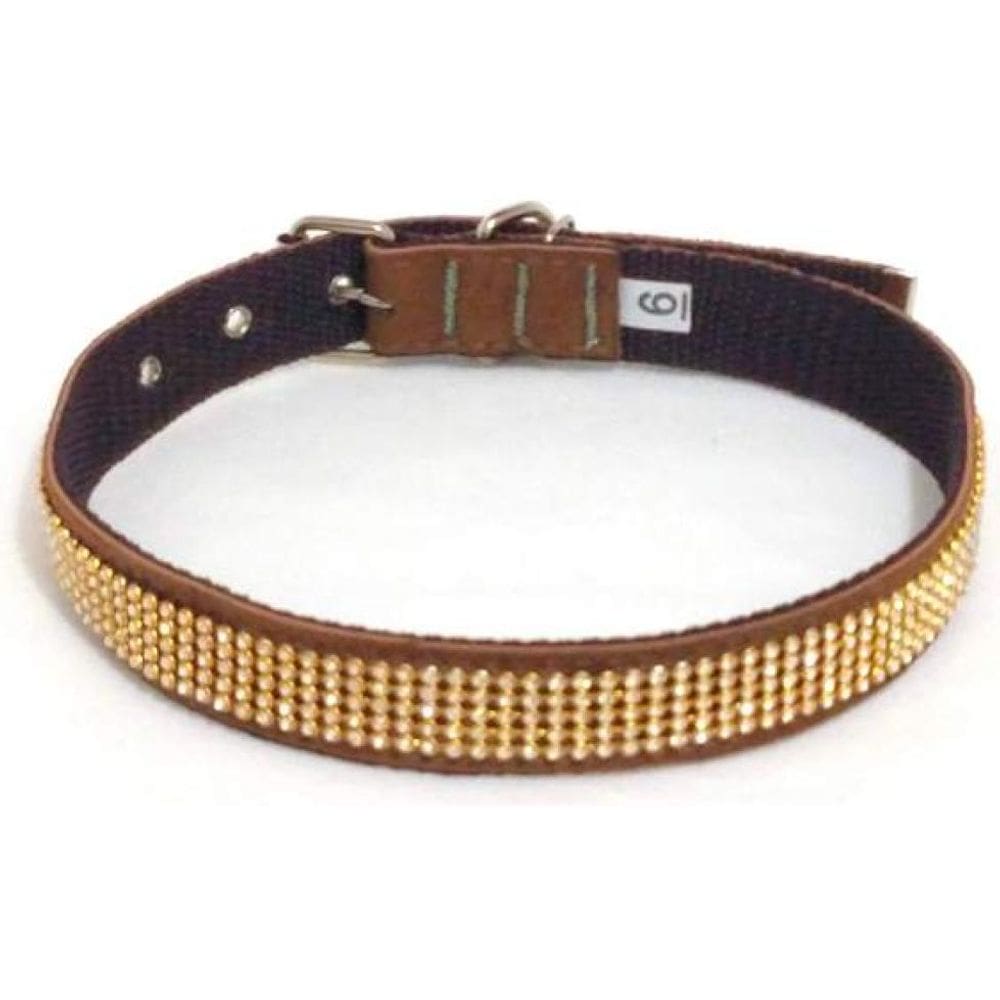 Coleira camurça com strass marrom tamanho nº. 06