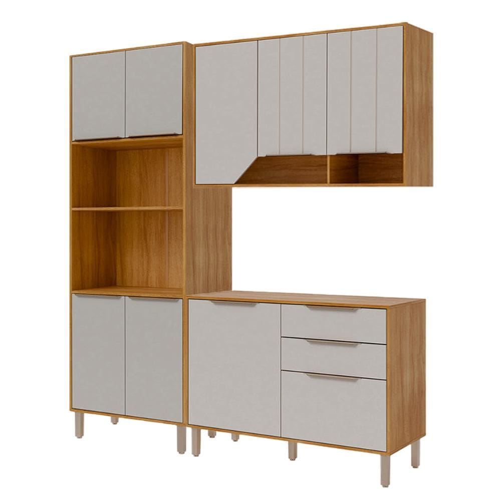 Armário de Cozinha Celeste com Torre Quente 190 cm 9 Portas
