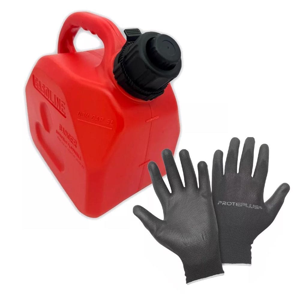 Galão Tanque Combustível Gasolina 5 Litros Wolf-Flow Luva