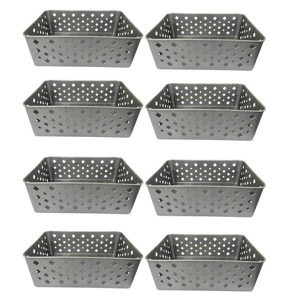 Cesto Organizador Premium Cinza 123Organizei 19x13,5x6,5Cm