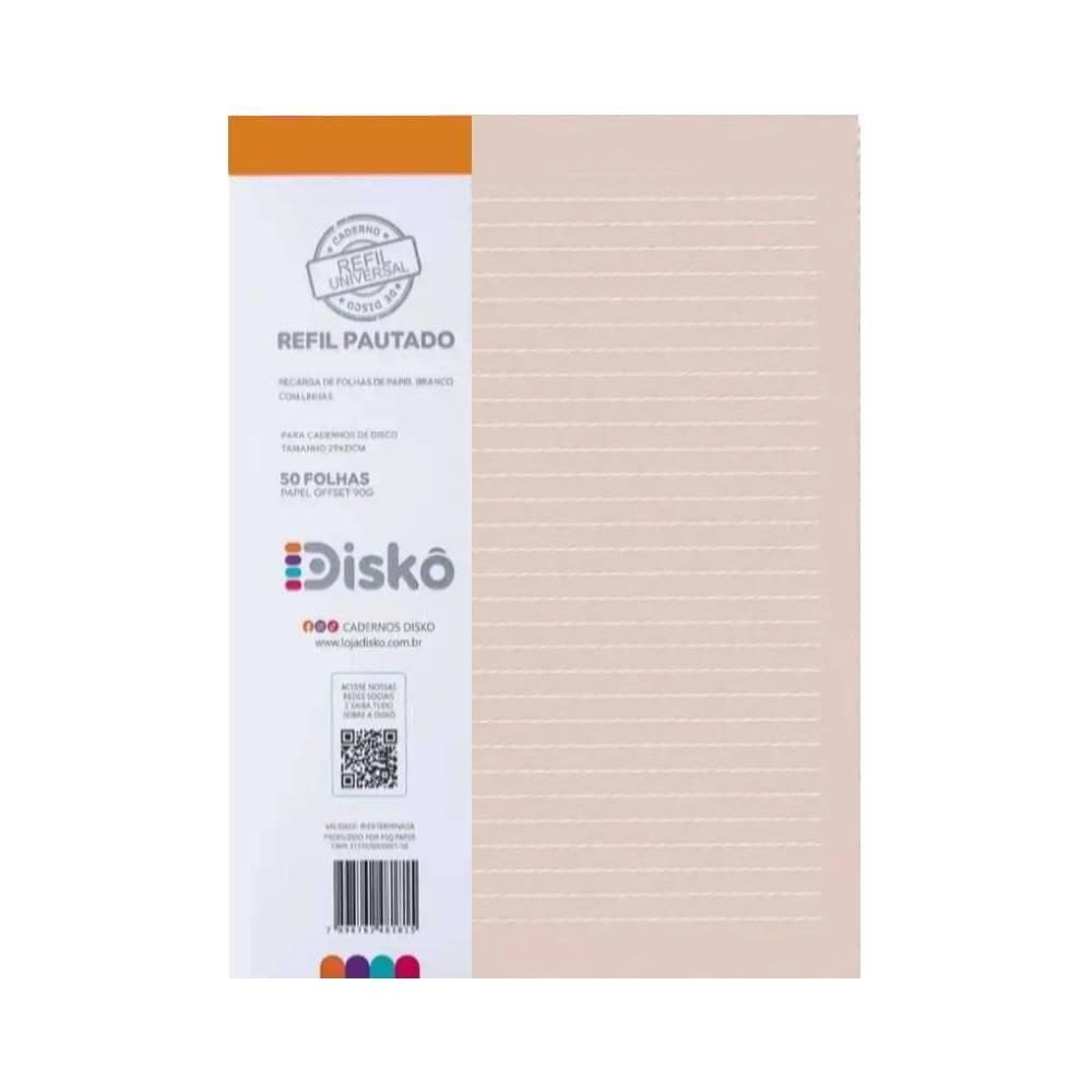 Refil Pautado Disko Salmão C/50 Fls M 18X24,2Cm Rf22C070