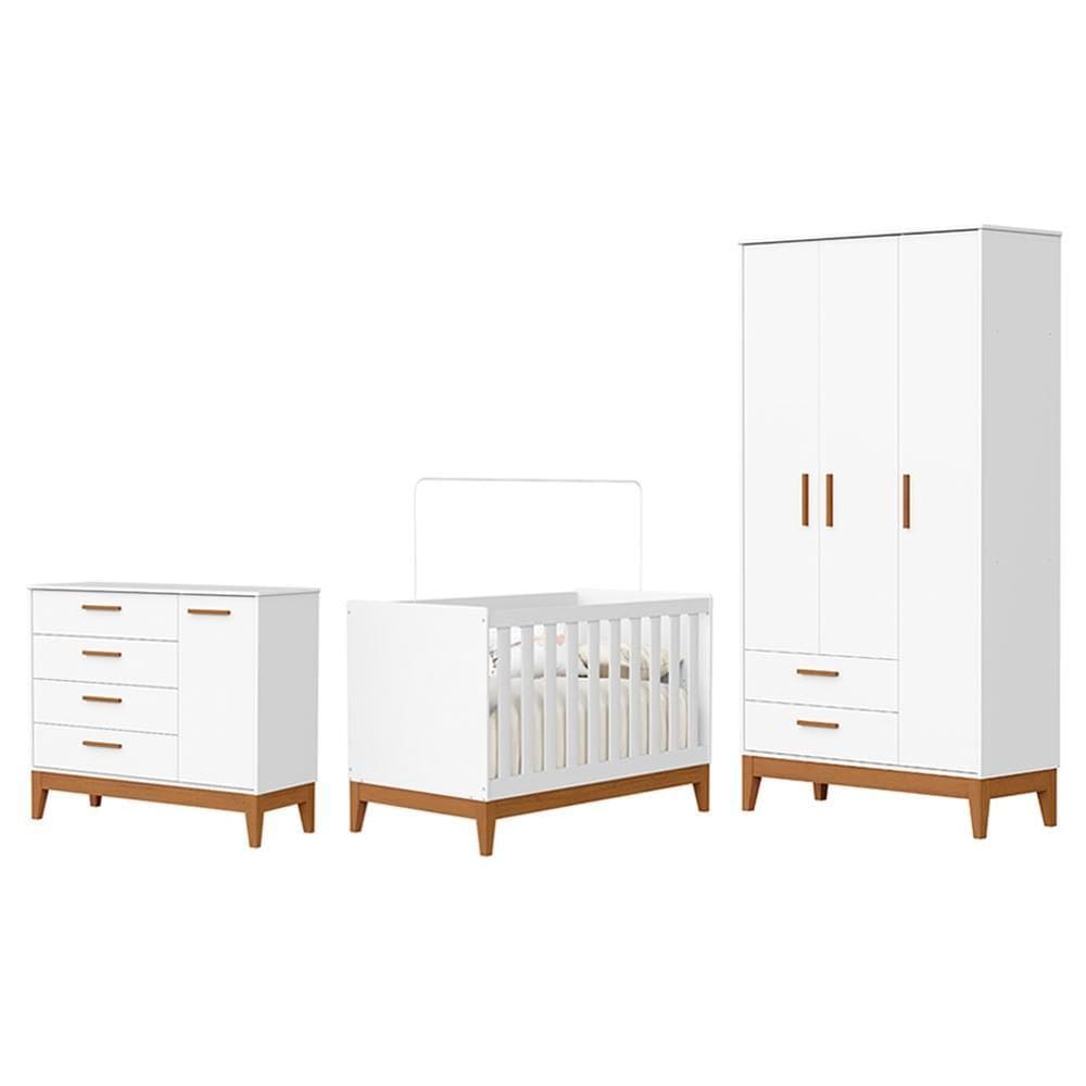 Dormitório Infantil Flip Guarda Roupa 3 Portas, Cômoda 1 Porta e Berço - Reller Móveis