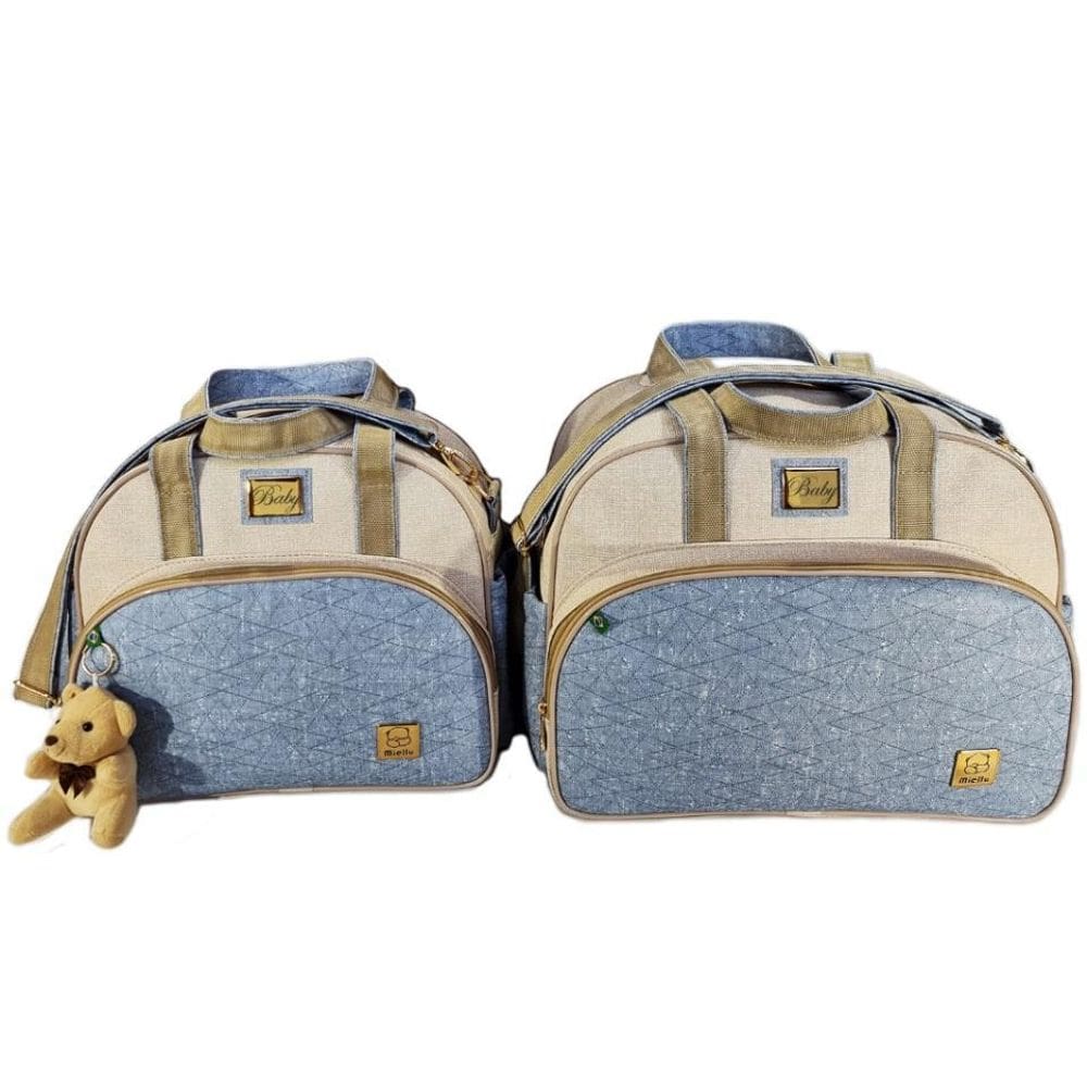 Kit Bolsas Bebe Maternidade Jeans Enxoval Miellu Trocador