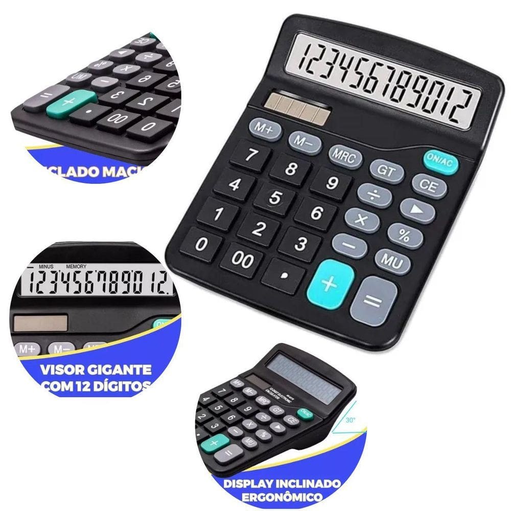 Calculadora Display Mesa Comercia Escritório Preta  Balcão