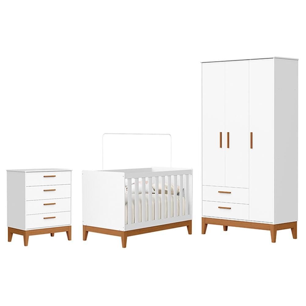 Dormitório Infantil Flip Guarda Roupa 3 Portas, Cômoda 4 Gavetas e Berço - Reller Móveis