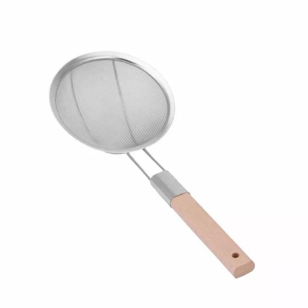 Peneira Escumadeira Inox e Madeira 16cm Unyhome