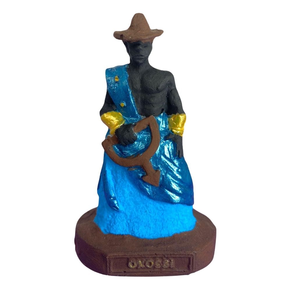 Escultura Oxossi Azul 10 Cm Em Resina