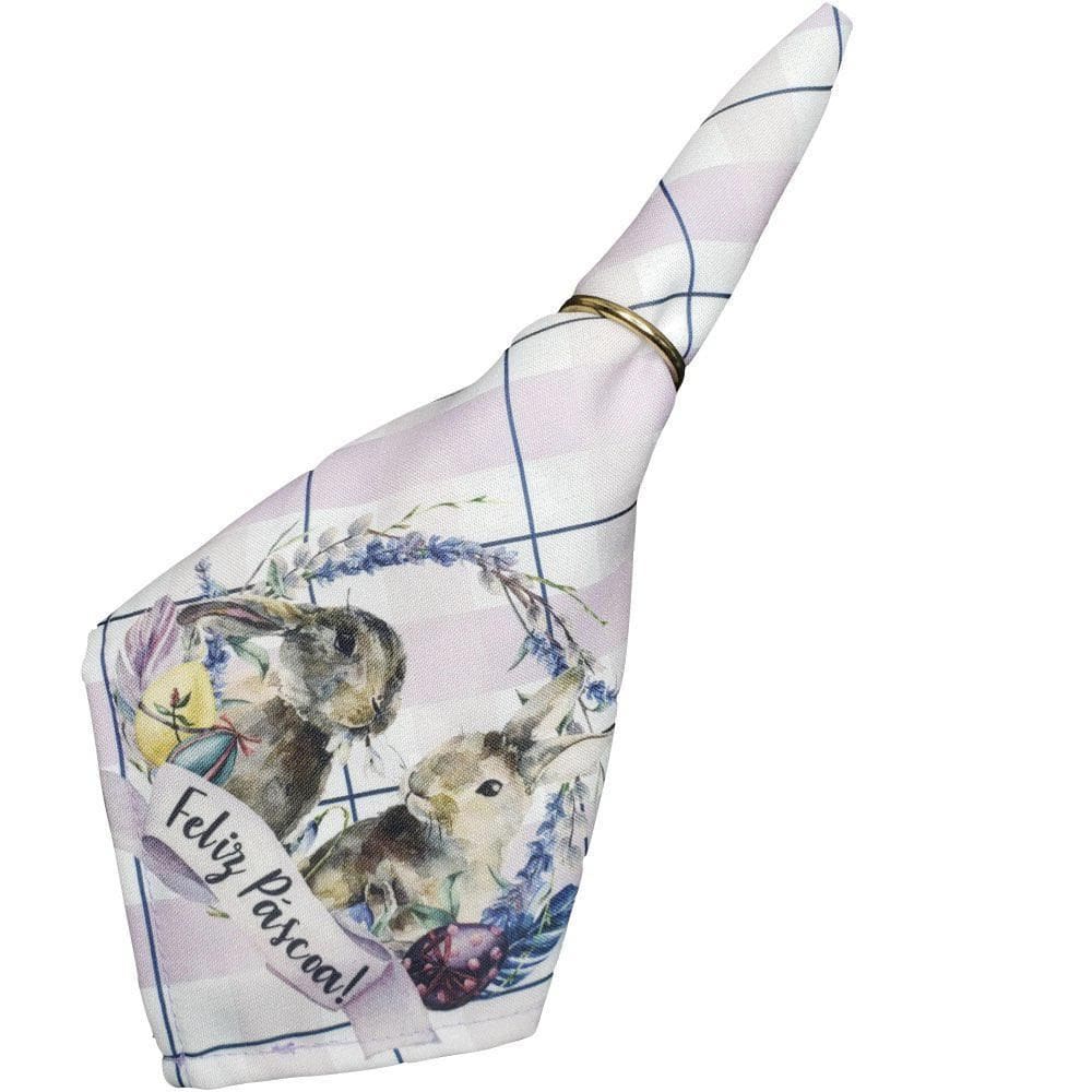 Kit 4 Guardanapos Coelho Da Páscoa Ii Da Charlô 40Cmx40Cm