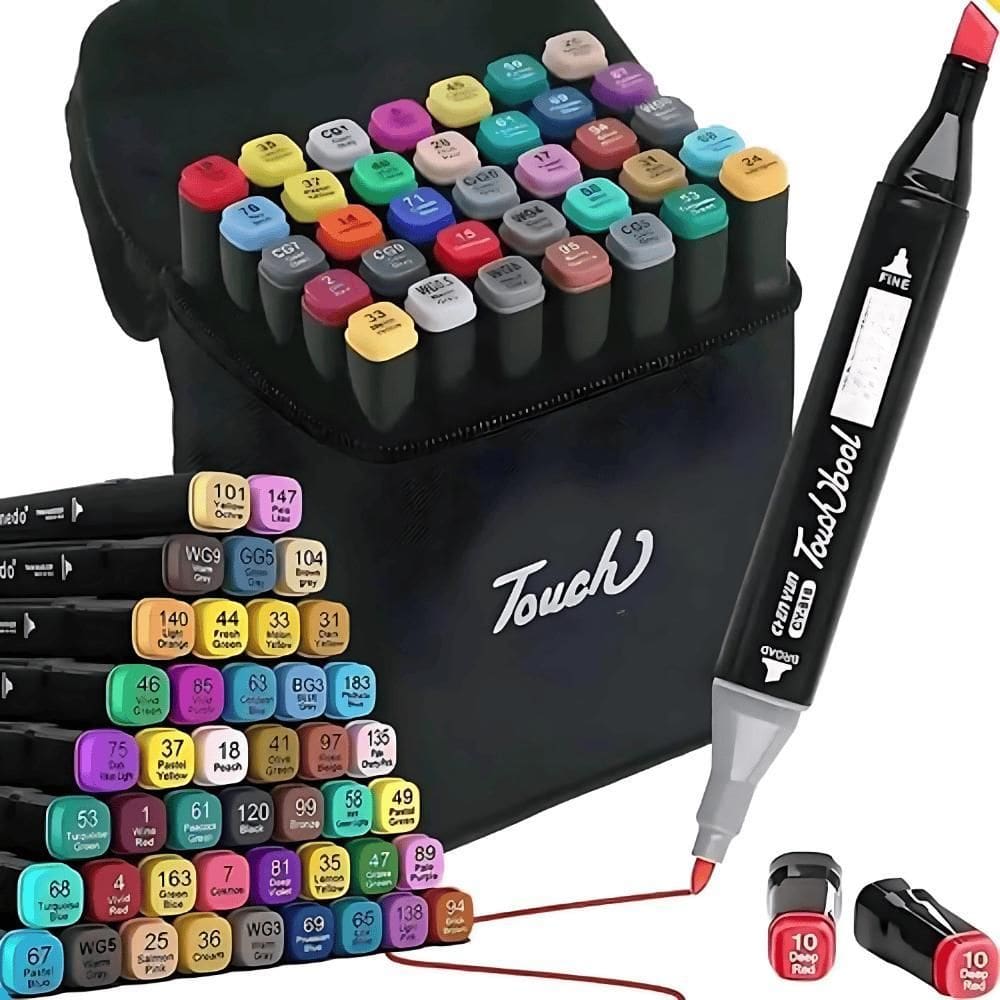 Canetinhas Touch Marcador Ponta Dupla Com Estojo 40 Unidades