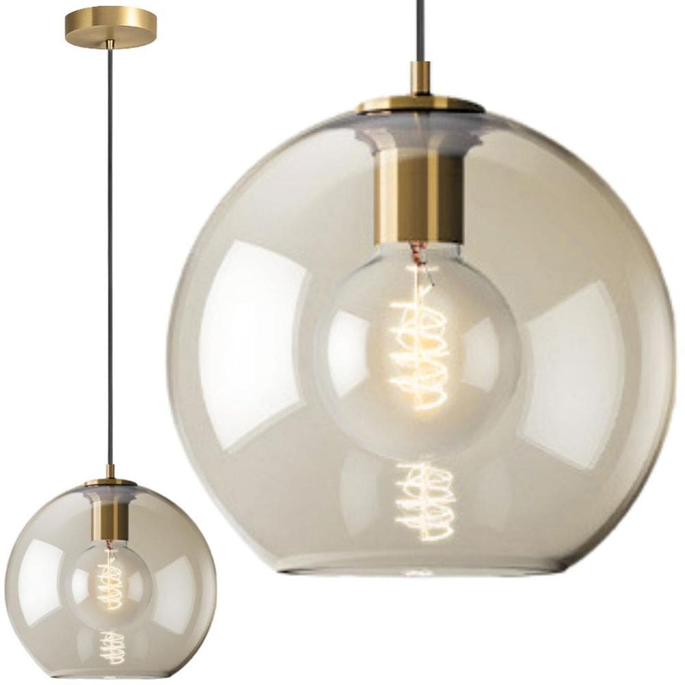 Lustre Pendente 25Cm Vidro Cinza Industrial Retrô Vintage