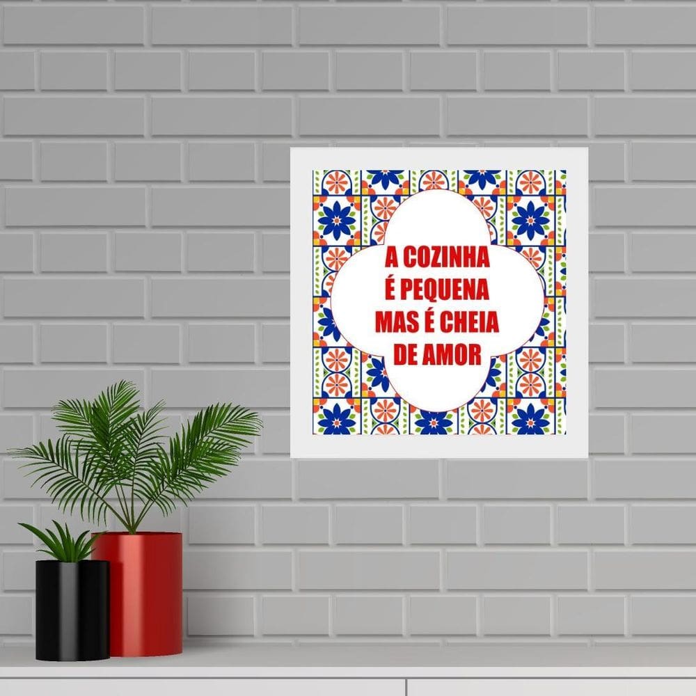 Quadro Quadrado Cozinha Cheia Amor - 33X33Cm
