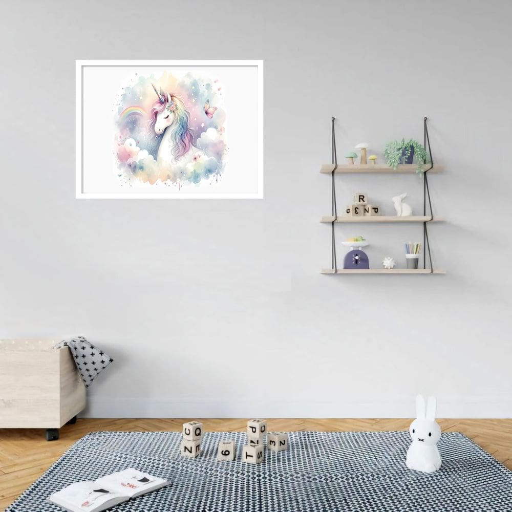 Quadro Decorativo Unicórnio Arco-Íris - 50X70Cm