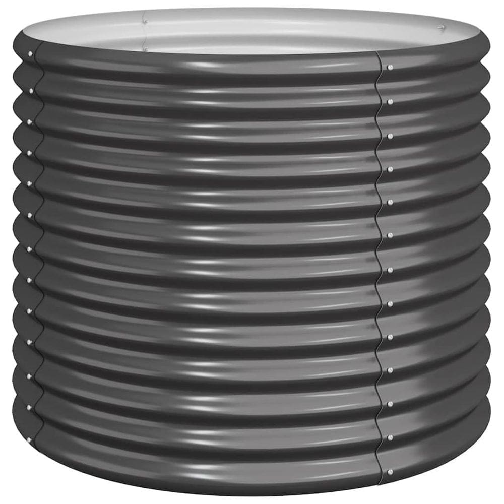 Plantador de jardim vidaXL em aço revestido a pó, antracite redondo